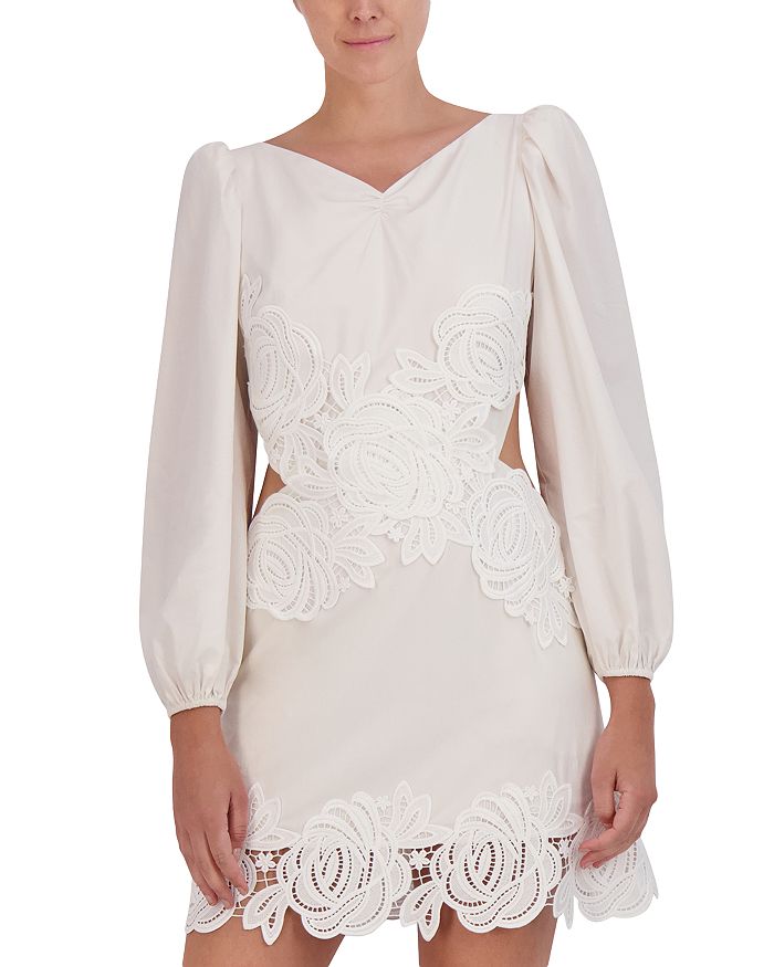 Bcbgeneration Dress BCBGMAXAZRIA Women's Fit & Flare Mini Dress - Long Puff  Sleeve, Surplice Neck With Detachable Belt Fit And Flare Surplice Neck Dress