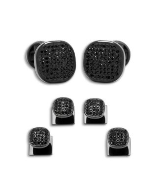 Cufflinks Inc - Black Pav&eacute; Crystal Stud & Cufflink Set