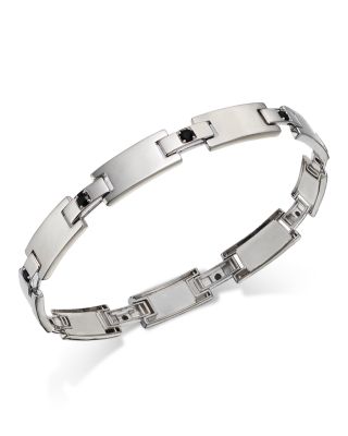 Bloomingdale's Fine Collection - Men's Onyx Link Bracelet 14K White Gold