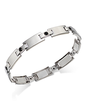 Bloomingdale's Men's Onyx Link Bracelet 14k White Gold In Metallic