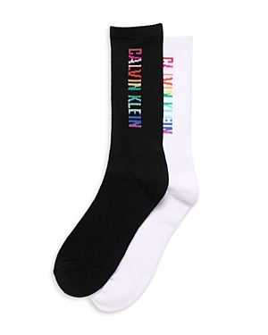 Shop Calvin Klein Pride Cushioned Athletic Crew Socks - 2 Pk. In Black Assorted