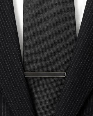 Gunmetal-Tone Onyx Inlaid Tie Clip