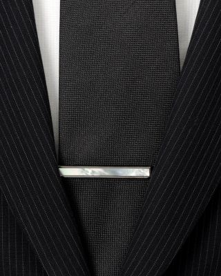 Gunmetal-Tone Mother of Pearl Inlaid Tie Clip