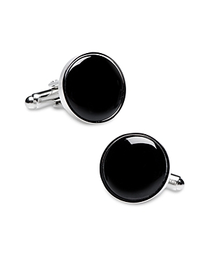 Cufflinks Inc Silver-Tone Onyx Inlay Round Cufflinks