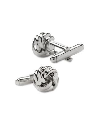 Silver-Tone Knotted Stud & Cufflink Set