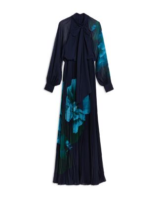 Ted Baker Tie Neck Pleated Maxi Dress | Bloomingdale's Women