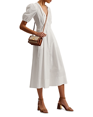 Shop Ted Baker Puff Sleeve Midi Dress In White