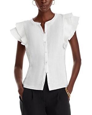 Pleated Sleeve Button Front Shirt