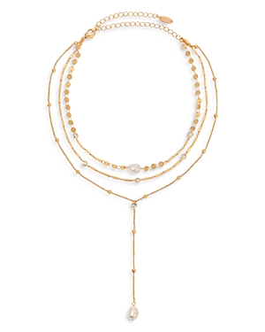 Shop Ettika Forever Cultured Freshwater Pearl Multi-chain Choker Necklace, 11-13 In White/gold