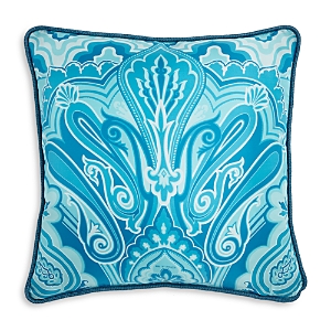 Shop Etro Printed Silk Decorative Pillow, 18 X 18 In Blue