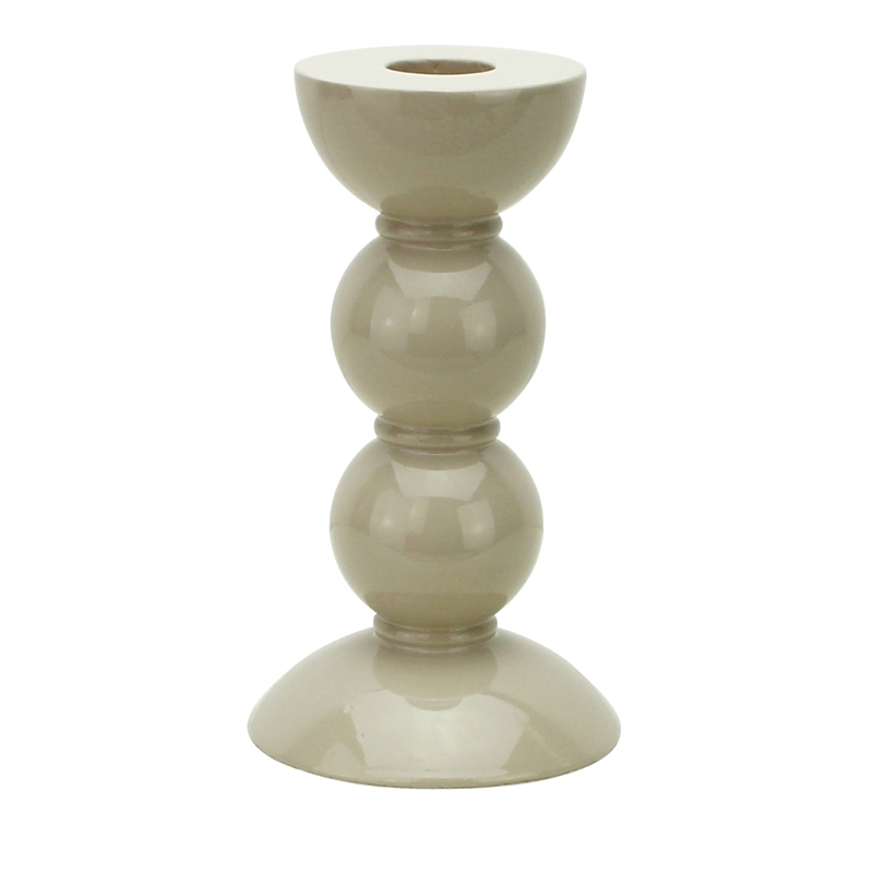 Addison Ross Lacquered Bobbin-shaped Candlestick, Medium In Cappuccino