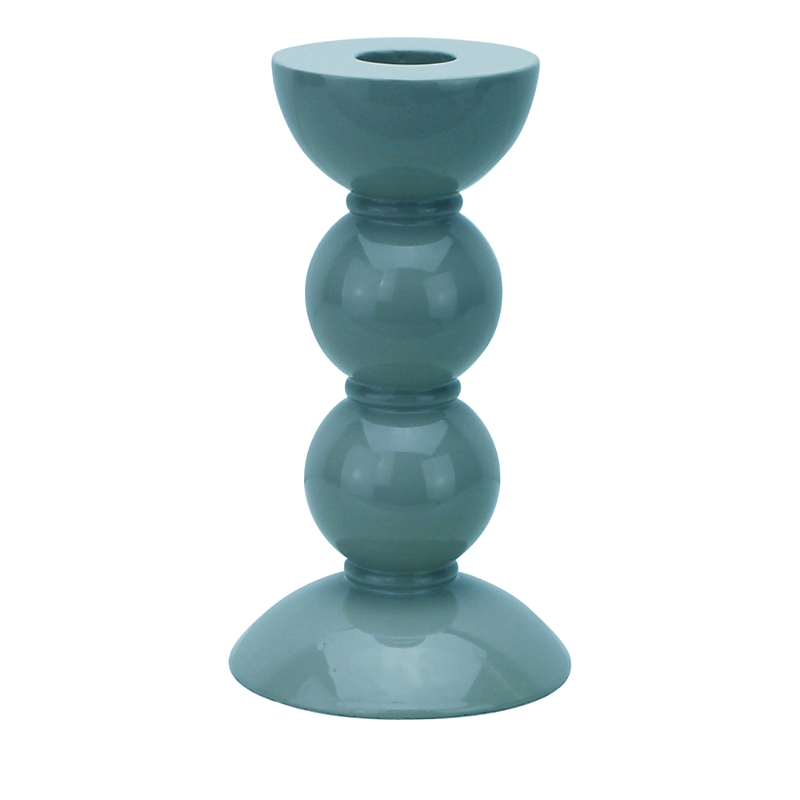 Addison Ross Lacquered Bobbin-shaped Candlestick, Medium In Chambray