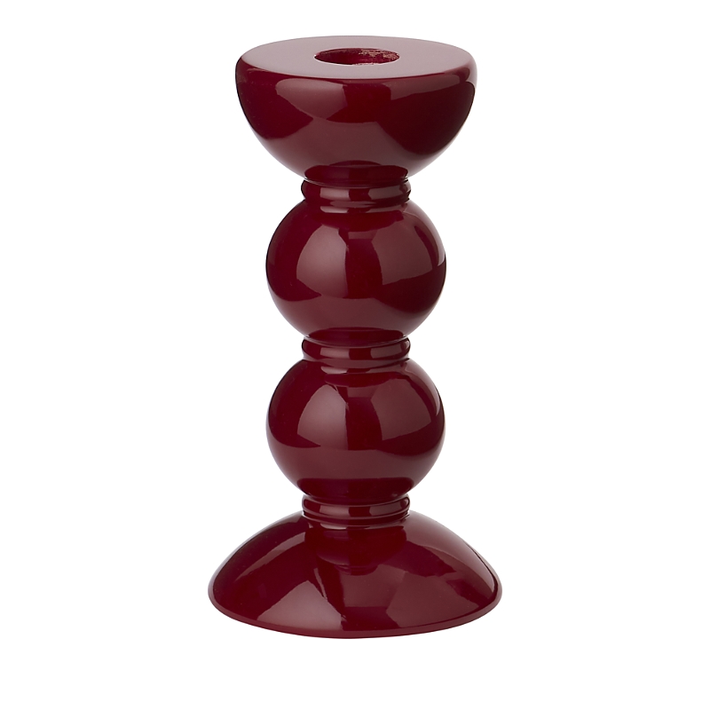 Addison Ross Lacquered Bobbin-shaped Candlestick, Medium In Red