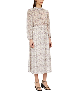 Shop The Kooples Long Printed Dress In White
