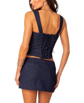 Jemma Lace Up Denim Corset