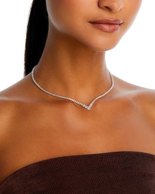 Bloomingdale's Fine Collection - Diamond Chevron Tennis Necklace in 14K Gold, 6.0 tcw