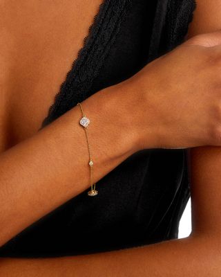 Diamond Clover Station Bracelet in 14K Yellow Gold, 0.70 tcw 