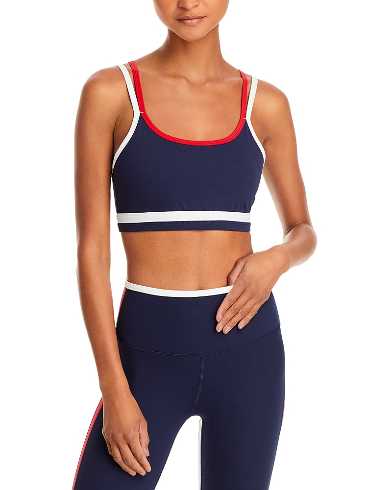 Splits59 Eva Rigor Double Strap Sports Bra In Indigo/white