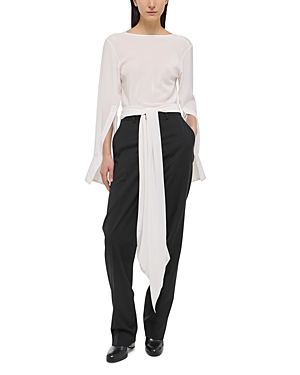 Shop Helmut Lang Silk Scarf Top In White