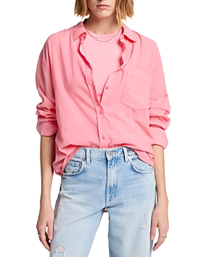Shop 7 For All Mankind Button Front Cotton Shirt In Blush