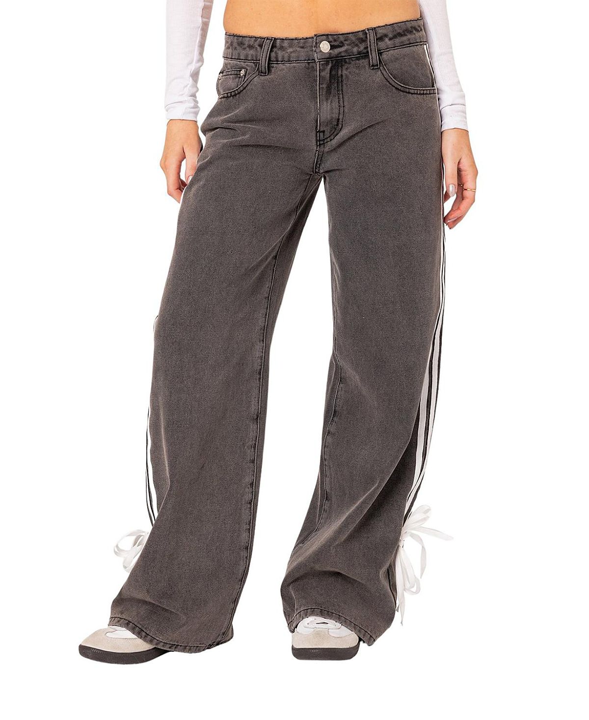 Edikted Washed Low Rise Ribbon Jeans