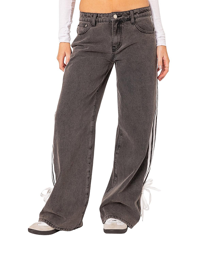 Edikted Washed Low Rise Ribbon Jeans