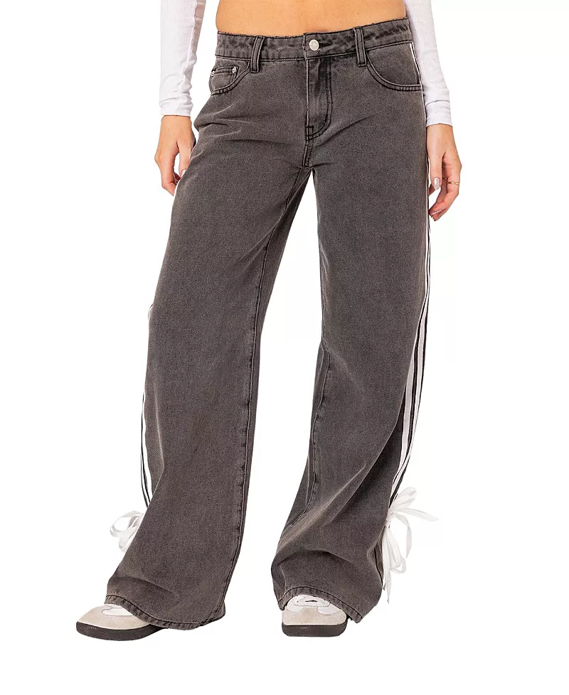 Edikted Washed Low Rise Ribbon Jeans