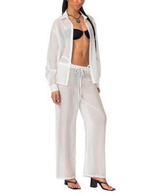 Breezy Oversized Sheer Button Up Shirt