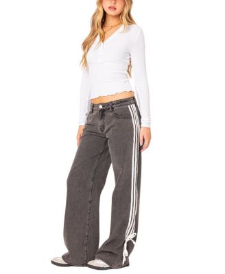 Washed Low Rise Ribbon Jeans