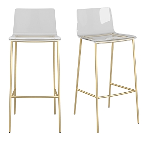 Shop Euro Style Cilla Bar Stool, Set Of 2 In Clear