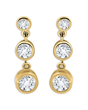 Cubic Zirconia 3 Stone Drop Earrings in 18K Gold Plated Sterling Silver - 100% Exclusive
