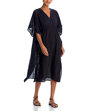 Shop Echo Eyelet Caftan Swim Cover-up In Black