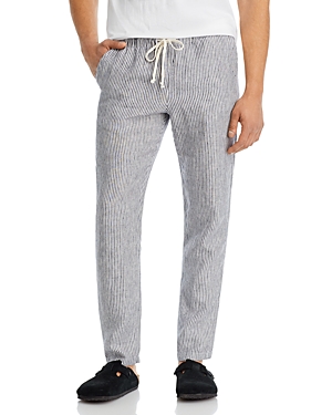 Shop Alex Crane  Bo Linen Regular Fit Drawstring Pants In Lines