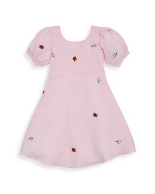 Fanm Mon - Girls' Fennie Floral Embroidered Linen Dress - Little Kid, Big Kid