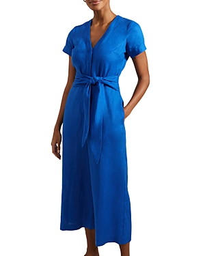 Hobbs London Aliya Linen Jumpsuit In Atlantic Blue