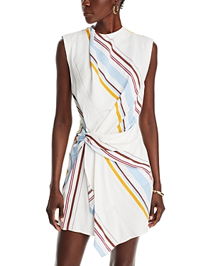 Shop A.l.c Dion Side Twist Dress In White Stripe