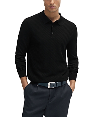 Shop Hugo Boss Padori Wool Blend Sweater Knit Regular Fit Polo Shirt In Blk