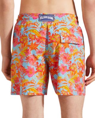 Moorea Tahiti Flowers Print 7" Swim Trunks