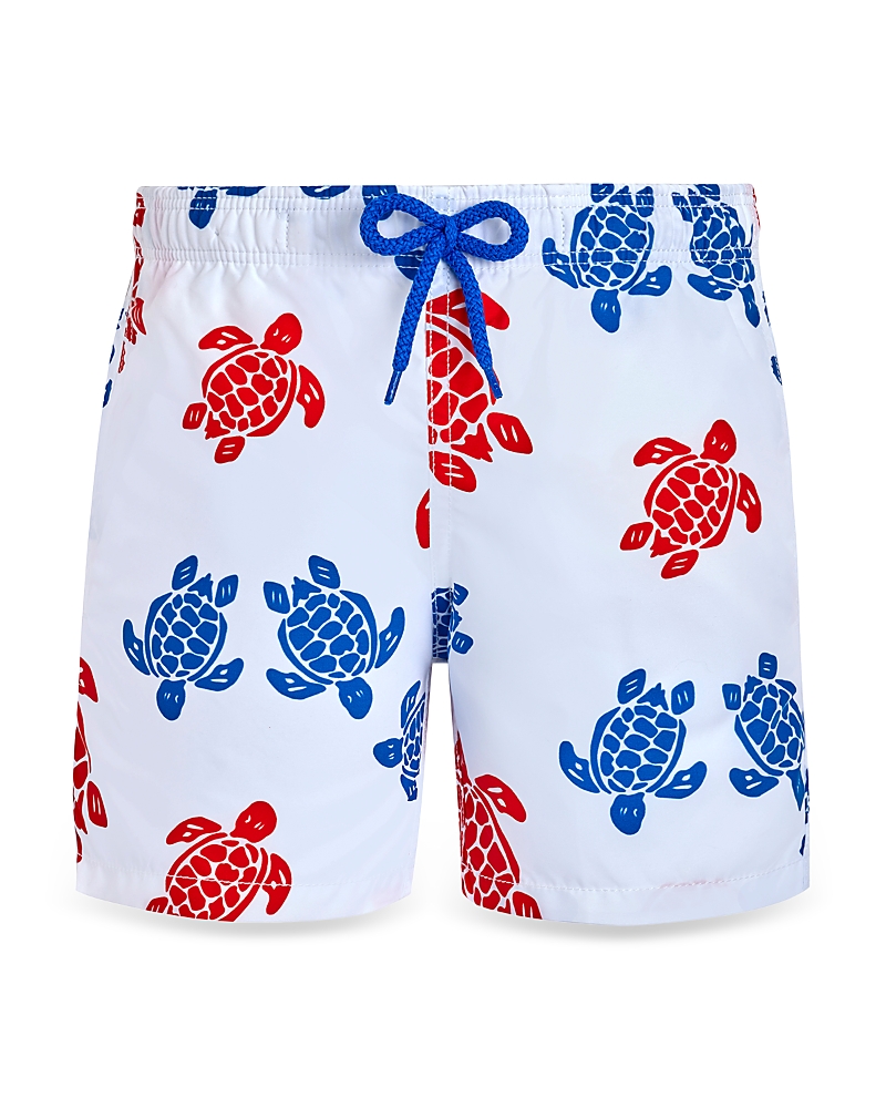 Vilebrequin Boys' Jim Jim Multi Color Turtle Swim Trunks - Little Kid, Big Kid In White