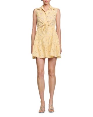 Sandro Vanilla Floral Embroidery Collared Mini Dress | Bloomingdale's Women