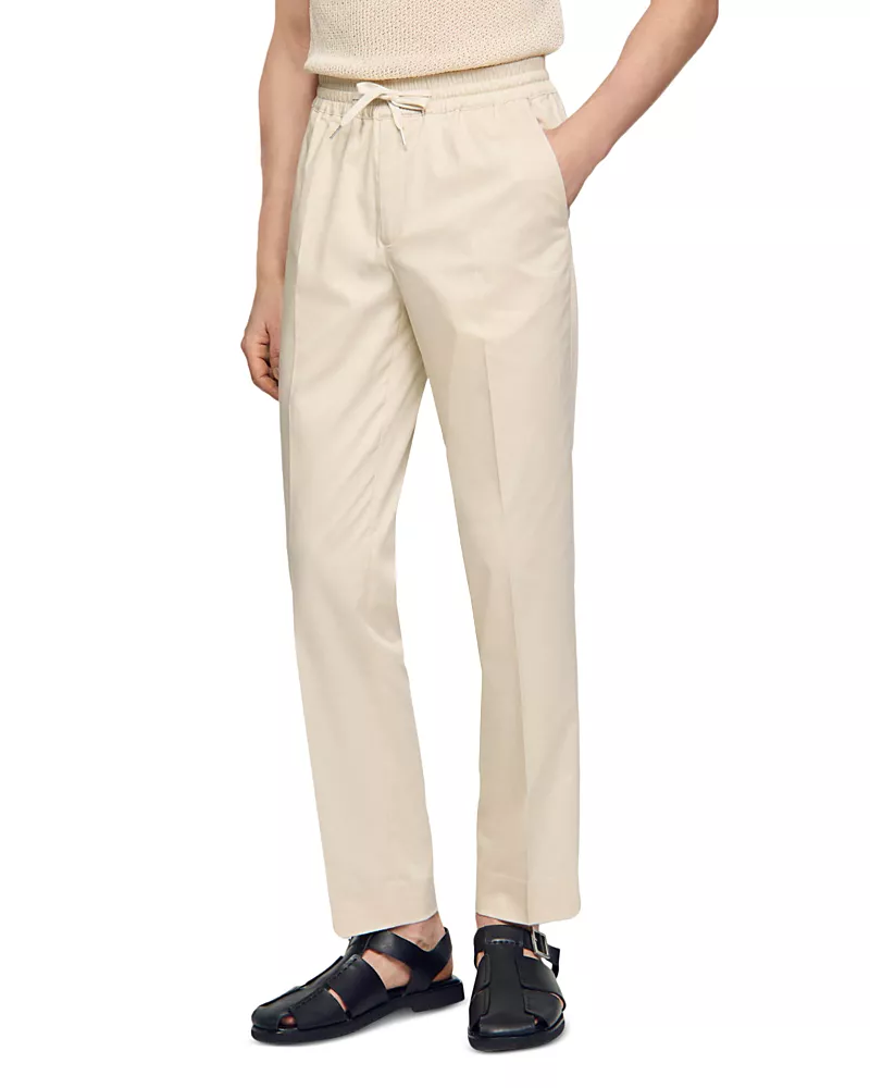 Sandro Alpha Cotton Blend Straight Leg Drawstring Pants