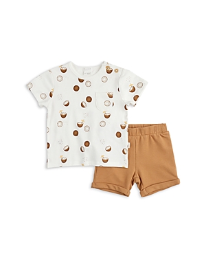 Shop Firsts By Petit Lem Firsts By Petite Lem Boys' Pocket Tee & French Terry Short Set - Baby In Off White