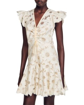 Sandro Danie Floral Scalloped Mini Dress