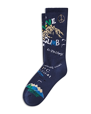 Shop Polo Ralph Lauren Chamonix Peace Love Crew Socks In Navy