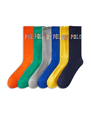 Shop Polo Ralph Lauren Outlined Logo Crew Socks - 6 Pk. In Assorted
