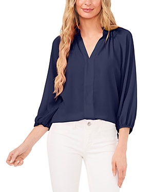 Shop Cece Three Quarter Sleeve Top In Classic Navy