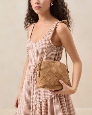Mallory Toffee Small Woven Leather Crossbody