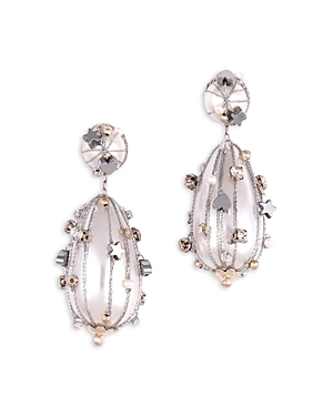 Deepa By Deepa Gurnani Cora Crystal & Bead Caged Imitation Pearl Drop Earrings In White