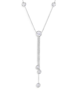 Roberto Coin - 18K White Gold Diamonds by the Inch Diamond Bezel Lariat Necklace, 16-18"