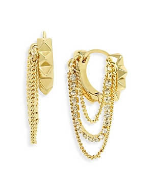 Shop Allsaints Pyramid Chain Hoop Earrings In Gold